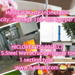 Model TS100(PLC)  Waste Incinerator with S.Steel Wet scrubber(spray tower)